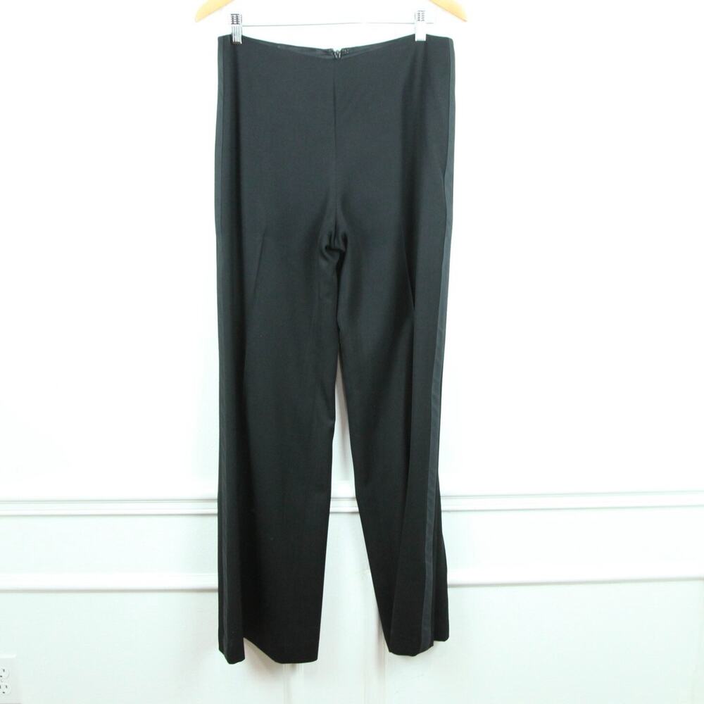 Ralph Lauren Purple‎ Label 12 Pants Tuxedo Stripe Wide Leg Slacks Black FLAW
